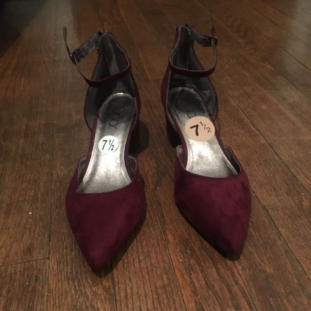 Maroon Block Heels